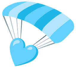 parachute and light blue heart