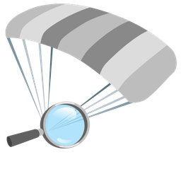parachute and magnifying glass tilted right