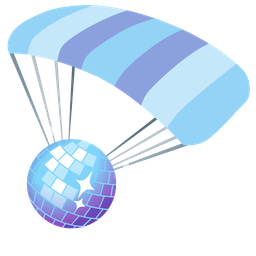 parachute and mirror ball