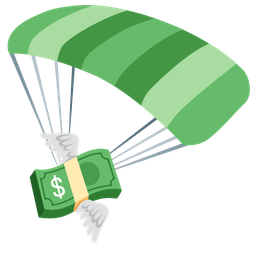 parachute and money with wings