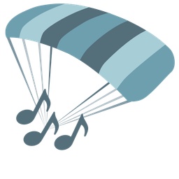 parachute and musical notes