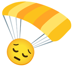 parachute and pensive face