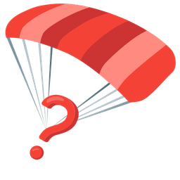 parachute and red question mark