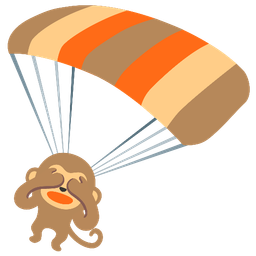 parachute and see-no-evil monkey