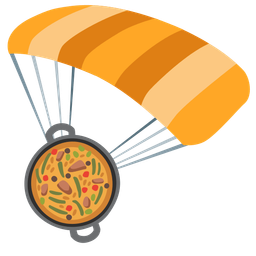 parachute and shallow pan of food