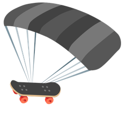 parachute and skateboard