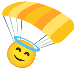 Parachute and Smiling face with halo