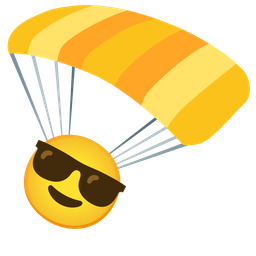parachute and smiling face with sunglasses