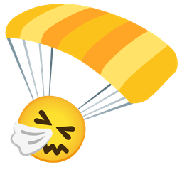 parachute and sneezing face