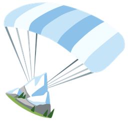 parachute and snow-capped mountain