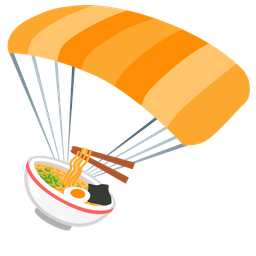 parachute and steaming bowl