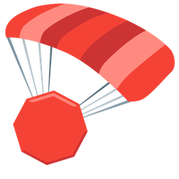 parachute and stop sign