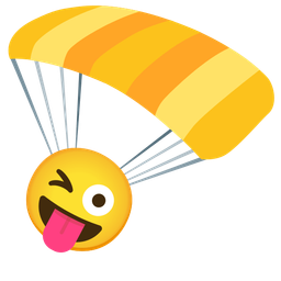 Parachute and Winking face with tongue