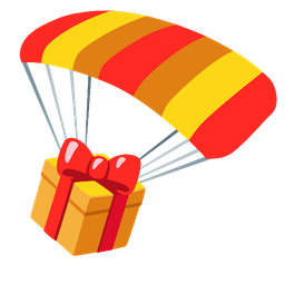 parachute and wrapped gift
