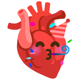 partying face and anatomical heart