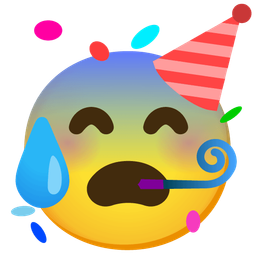 partying face and anxious face with sweat