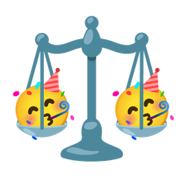 partying face and balance scale