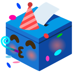 Partying face and Ballot box with ballot