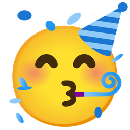 partying face and blue heart