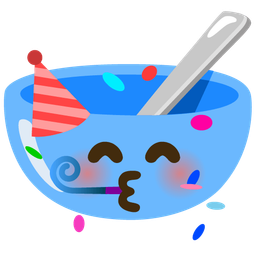 partying face and bowl with spoon