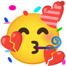 partying face and broken heart