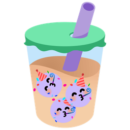 partying face and bubble tea