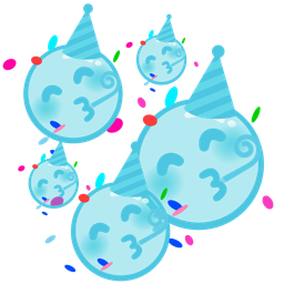 partying face and bubbles