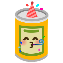 partying face and canned food