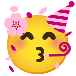 partying face and cherry blossom