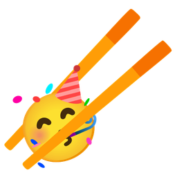 partying face and chopsticks