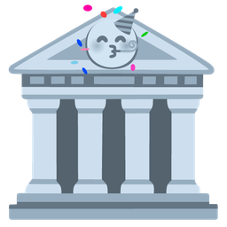 partying face and classical building