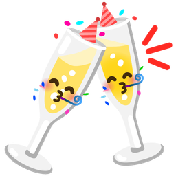 partying face and clinking glasses