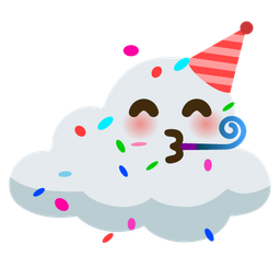 partying face and cloud