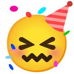 partying face and confounded face