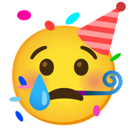 partying face and crying face