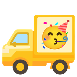 partying face and delivery truck