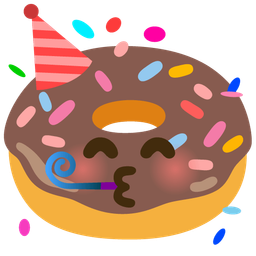 partying face and doughnut