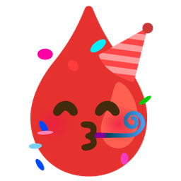 partying face and drop of blood