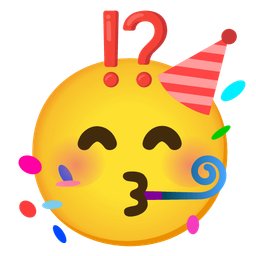 partying face and exclamation question mark