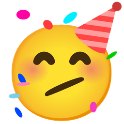 partying face and face with diagonal mouth