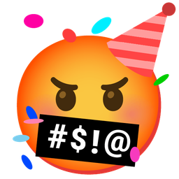 partying face and face with symbols on mouth