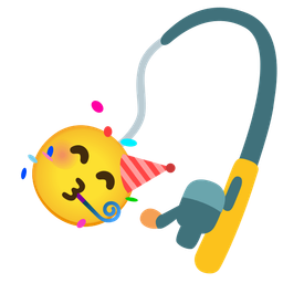 partying face and fishing pole