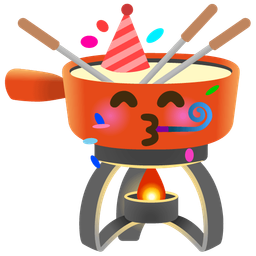 partying face and fondue