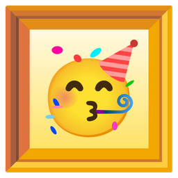 partying face and framed picture