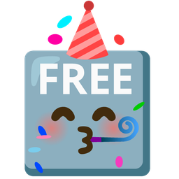 partying face and FREE button