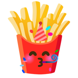 partying face and french fries