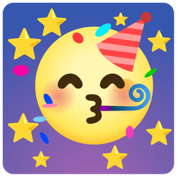 partying face and full moon face