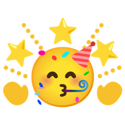 partying face and glowing star