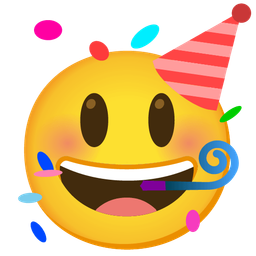 Partying face and Grinning face with big eyes