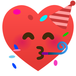 partying face and heart suit